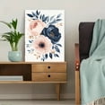 thumbnail image 5 of Qisvanset Blush Pink & Navy Floral Canvas Print, 40x30cm for Bedroom Office, 5 of 8