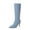 Blue, variant on Boots for Women Cowboy High Heel Pointed Toe Knee High Booties Belt Buckle Pull On 2025 Trendy Wide Calf Snow Boots