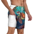 thumbnail image 3 of Balery Sea Turtle in Coral Mens Swim Trunks Swim Shorts for Men Quick Dry Inseam Beach Shorts with Compression Liner Pocket-Medium, 3 of 9