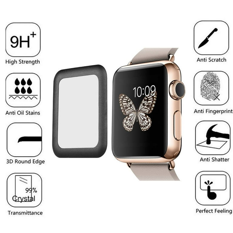 For Apple Watch Series 4 44 mm BISEN Tempered Glass Full Coverage Screen Protector Edge To Edge Protect Anti Scratch Anti Shock Shatterproof Bubble Free Walmart