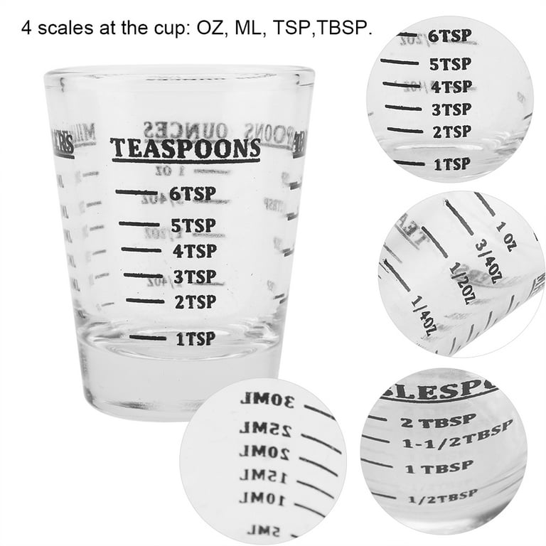 Kitchen Measuring Cup Small Glass Measuring Cup Oz / Ml / Teaspoon /  Tablespoon 4 Scales 1ounce 30ml Kitchen Tool