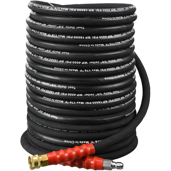 Tool Daily Pressure Washer Hose, 3/8 Inch x 50 FT, Quick Connect, 4000 PSI, High Tensile Wire Braided