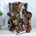thumbnail image 4 of Music Soft Flannel Fleece Throw Blanket, Art Composition with Different Musical Instruments Stars Drinks in Abstract Style, Cozy Plush for Indoor and Outdoor Use, 50" x 60", Multicolor, by Ambesonne, 4 of 5