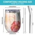 thumbnail image 5 of Floral 12oz Stainless Steel Insulated Wine Tumbler with Lid and Straw – Double Wall Vacuum Mug for Hot & Cold Drinks, 304 Steel Interior, Sweat-Free Design,Thanksgiving,Christmas, Spring,Flower, 5 of 5