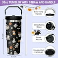 thumbnail image 2 of 30 oz Halloween Tumbler Insulated Stainless Steel - Spooky Goth Ghost Travel Coffee Cup & Water Bottle, Witchy Goth Decor - Cute Ghost Gift For Mom, Dad, Sister - Spirit Halloween Cup, 2 of 6