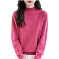 thumbnail image 1 of HongQid Chandails Femme Automne Hiver Chaud Doux Tricoté Ample Chandail Col Roulé Manches Longues, 1 of 5