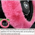 thumbnail image 4 of NOGIS Fluffy Steering Wheel Cover, Fuzzy Steering Wheel Cover for Women, Furry Steering Wheel Covers with Handbrake Cover Gear Shift Cover, 1 Set 3 Pcs, 14.96Inch (Pink), 4 of 7