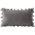 thumbnail image 1 of Granjero Gordo Funda de almohada decorativa de terciopelo suave con borlas, gris, 30 x 50 cm, 1 of 4