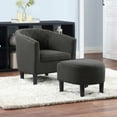 thumbnail image 2 of Convenience Concepts Take a Seat Roosevelt Accent Chair with Ottoman, Dark Gray Microfiber, 2 of 9