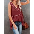 thumbnail image 4 of Hanerdun Women V-Neck Tank Top Female Sleeveless Blouse Vest Red 2XL, 4 of 5