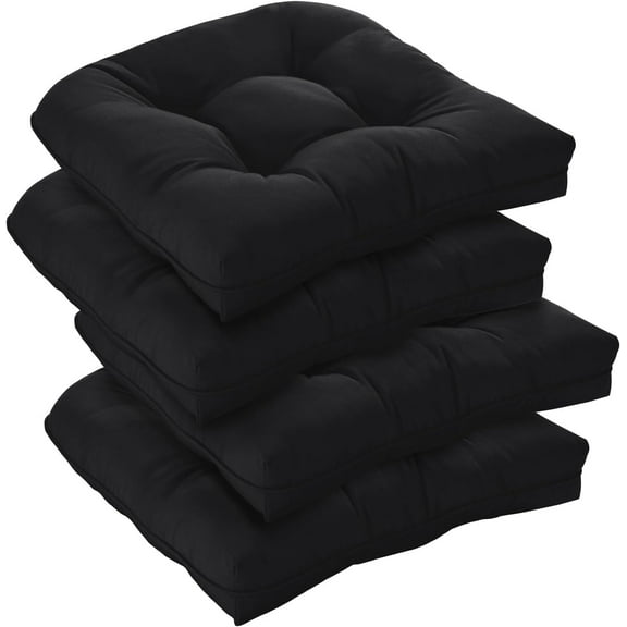 XmhyTop 18.9 x 18.9 Inch U Shape Rocking Chair Cushion Set, 4 Pack Soft Thickened Seat Cushions for Indoor/Outdoor Patio & Chaise Lounger (Black)