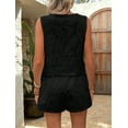 thumbnail image 6 of Floral Eyelet Embroidered Sets for Women 2 Piece Summer Shorts Button Down Vest Dressy Causal Vacation Set Black L, 6 of 7