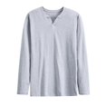 thumbnail image 3 of COSFO Long Sleeve Shirts for Men Solid Cotton Casual Tops V Neck Pullover Loose Button Men Classic T-Shirt, 3 of 4