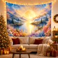 thumbnail image 3 of Wildflower Field by a Moonlit Mountain Lake, Dreamy Fantasy Style for Nature Lovers, Celestial Wall Art, Housewarming Gift, Tapestry Wall Hanging for Bedroom and Dorm, 3 of 7