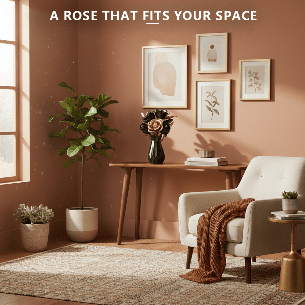 TodayStore Rose Flower Building Sets, Botanical Collection Artificial Bouquet Bricks for Home Decor, Holiday Gift for Women & Valentine's Day 255 PCS (Black).