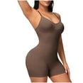 thumbnail image 4 of BLTIBY Tank Top Bodysuit for Women U Neck Solid Color Shorts Jumpsuit Tummy Control Seamless Shapewear Comfy Fashion Bodysuits Coffee S, 4 of 9