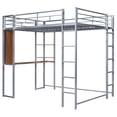 thumbnail image 4 of Tcbosik Full Size Loft Bed Frame with 2 Shelves and 1 Desk, Guardrail and Ladder for Dorm Bedroom Boys Girls, No Box Spring Needed, Silver, 4 of 9
