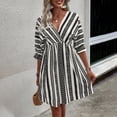 thumbnail image 2 of Women's Wrap V Neck High Waist Dress Flare Half Sleeve Trendy Printed Casual Loose A Line Dress Knee Length Dress, 2 of 7