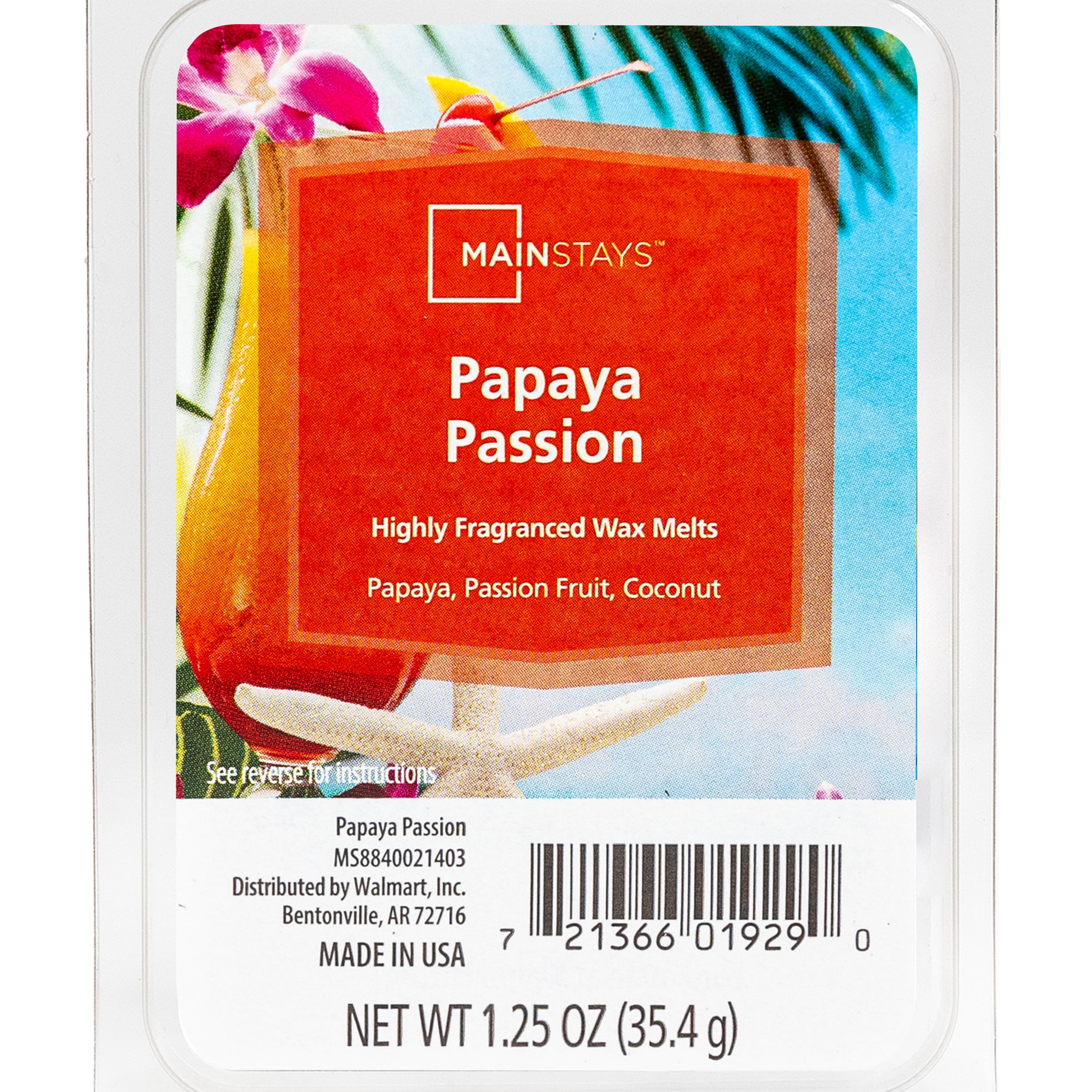 (6 pack) Mainstays 6 Cube Wax Melts, Papaya Passion, 1.25 oz