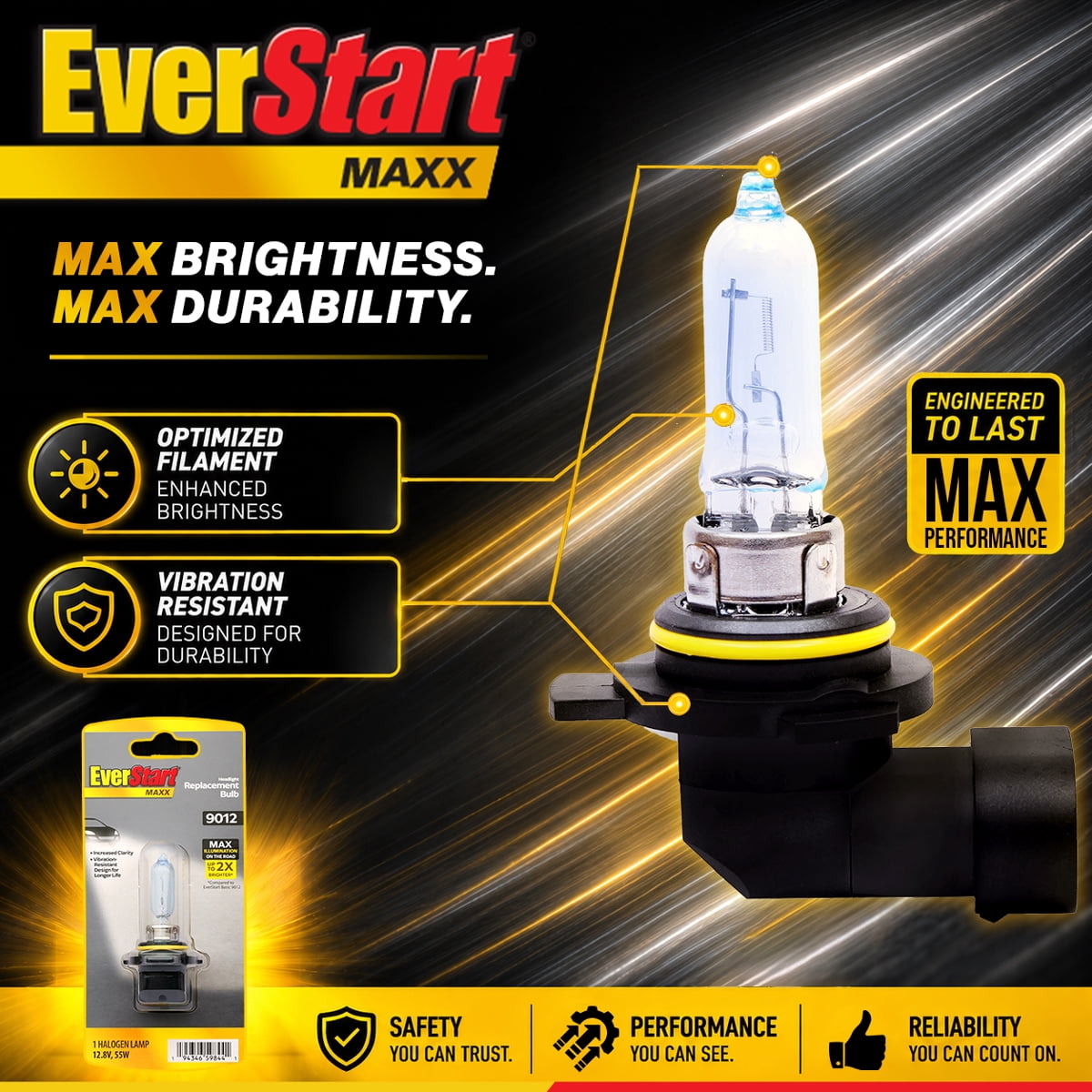 EverStart Maxx 9012 Halogen Headlight Bulb, 1 Pack, Compatible with Multiple Cars