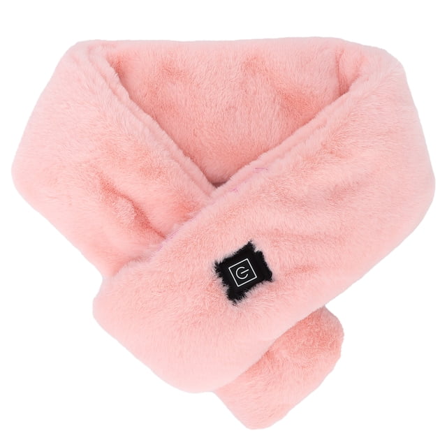 Bufanda calefactable con USB, ajustable, de felpa desmontable, color rosa