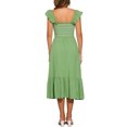 thumbnail image 3 of Vestido midi bohemio de tirantes con volantes y escote cuadrado para mujer INSPIRE CHIC en verde S, 3 of 6