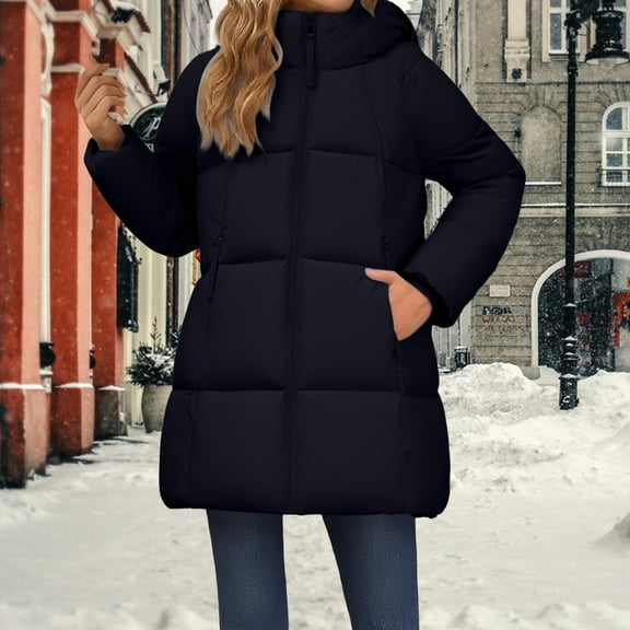 Pyhlmscde Women's Winter Warm Thicken Long Outwear Pockets Coat, Winter Coats for Women, Womens Winter Coats, Winter Clothing for Women