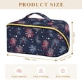 thumbnail image 4 of FORMRS Makeup Bag Travel Cosmetic Organizer for Women Fold Flat Zipper Pouch with Handle, Red and Blue Fireworks Pattern, 4 of 8