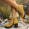 thumbnail image 4 of Bnwani Women Boots Ankle Fall Winter Fashion High-Heel Thick High Strap Versatile Casual Sweet Boot Yellow Size 9, 4 of 9
