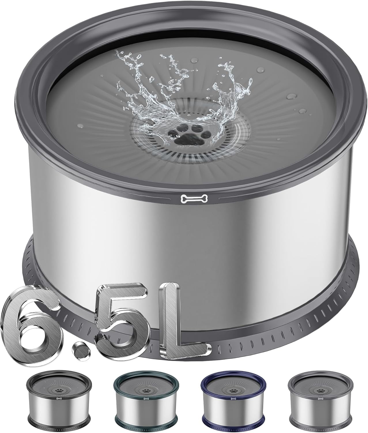 4.5L/1.2Gal Dog Water Bowl, No Spill Stainless Steel Slow Water Bowl for Medium Large Dogs, Large Capacity Splash Proof Slow Drinking Water Bowls with Anti-Slip Mat for Mess Drinkers, Beige