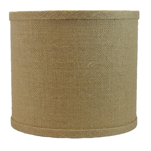 Natural Burlap Drum Lamp Shade with White Lining, 8-inch