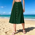 thumbnail image 2 of Arlun Women's High Waisted Button Front Midi Skirts Summer Solid Color Loose Fit Below Knee Flowy A-Line Skirt with Pockets 2026 Simple and Stylish Beach Casual Skirts Green XL, 2 of 6