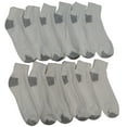 thumbnail image 3 of 12 Pairs of Women's Quarter Length Low Cut Ankle Socks, Cotton (White with gray heel and toes), 3 of 4