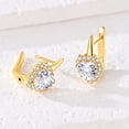 thumbnail image 3 of MULA Gold Plated Buckle Earrings 925 Sterling Silver Sparkling AAA CZ Jewelry Gift for Women, 3 of 6