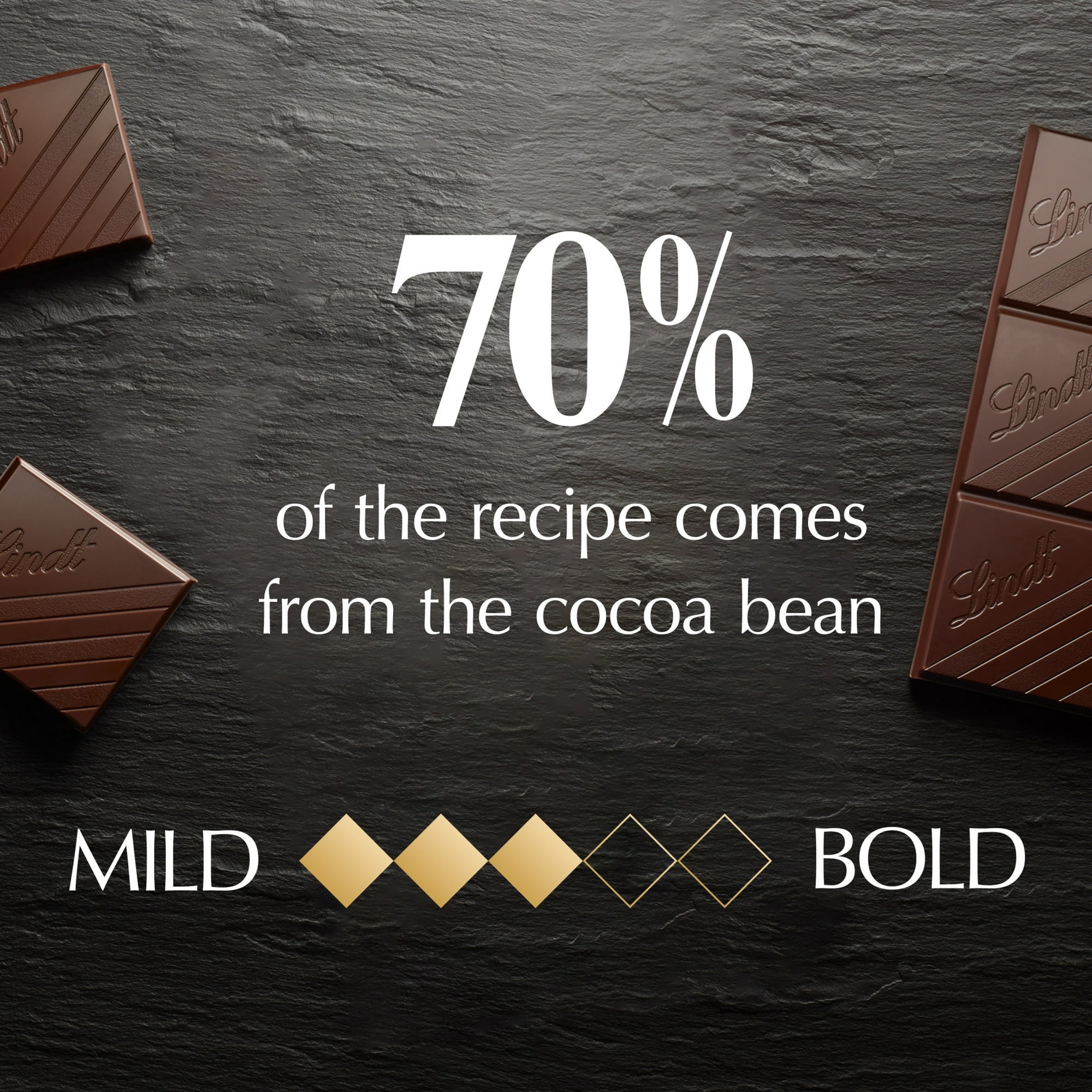 Lindt Excellence, Dark Chocolate, 70% Cocoa, Candy Bar, 3.5 oz, Bar pack of 3