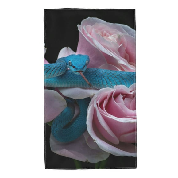 Vsdgher Blue Lipped Pit Viper And Three Pink Roses Print 1 Pack Premium Hand Towels Set, (16 x 27.5 inches), Ultra Soft and Highly Absorbent Towels for Bathroom, Gym, Shower, Hotel