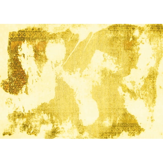 Ahgly Company Machine Washable Indoor Rectangle Abstract Yellow Modern Area Rugs, 6' x 9'