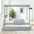 thumbnail image 2 of Clipeyh Full Size Gray Canopy Bed with Trundle Pinewood Platform Frame, 2 of 6