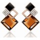 thumbnail image 1 of Trendy Simple Cubic Zirconia Stud Earrings Geometric 3D Cube Triangle Square Diamond Multilayer Earrings for Women and Girls (Champagne) champagne -, 1 of 4