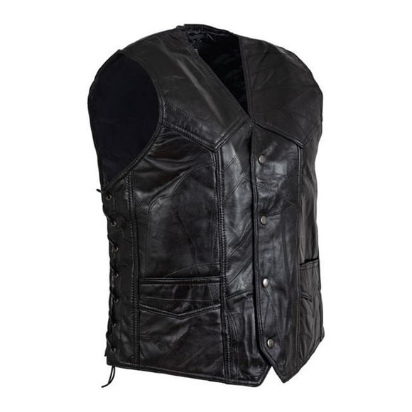 Maxam GFVBIKENPL Buffalo Leather Vests for Men - Large