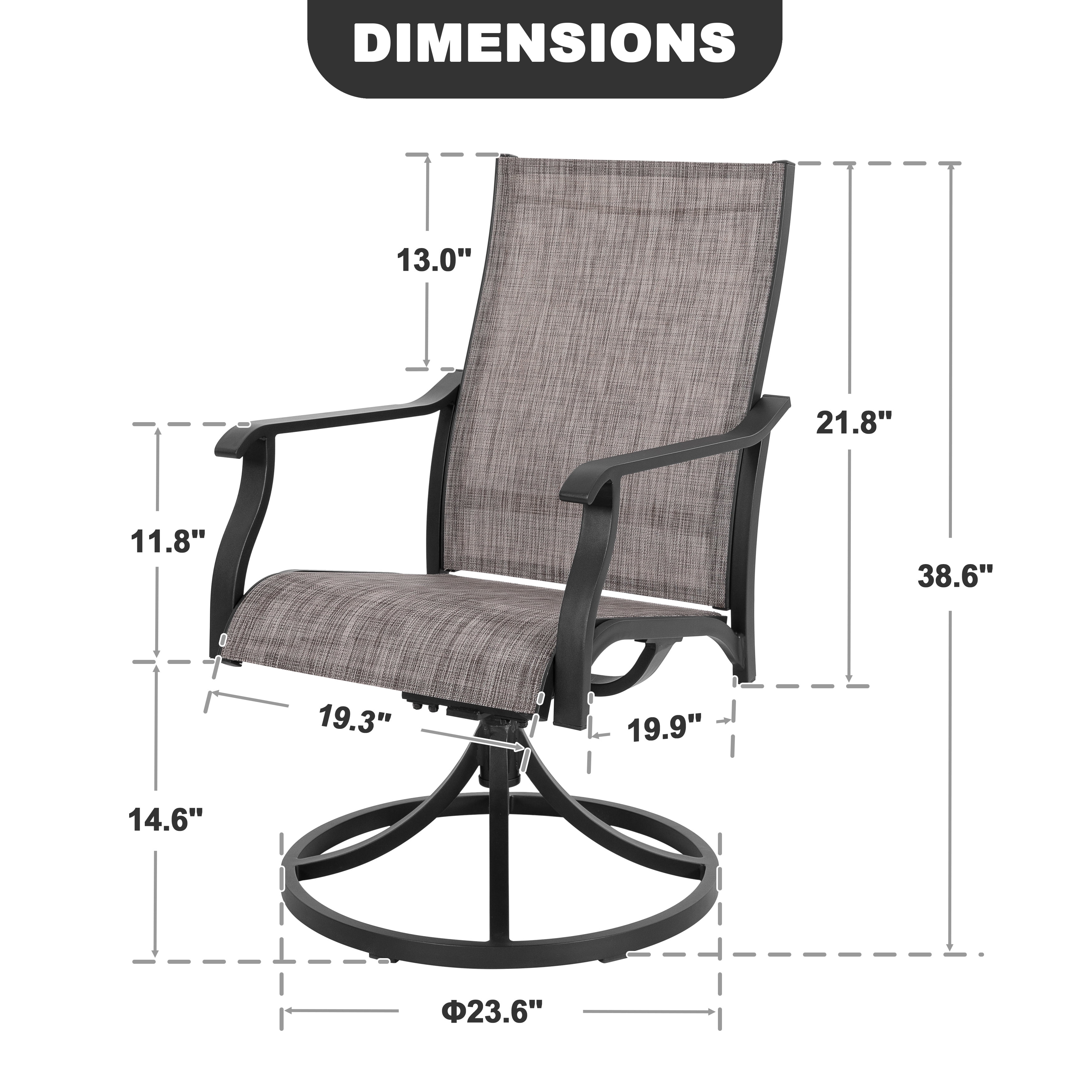 Nuu Garden Swivel Patio Chair Set of 2, All-Weather Textilene Outdoor Dining Chairs with High Back, Outdoor Dining Chair Set, Grayish Brown