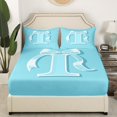 thumbnail image 3 of Erosebridal Monogrammed I Sheet Set Twin, Initial Letter Bedding Sets Twin Size, Blue Bow Reversible Twin Sheet Sets, Super Cozy Bedroom Decor, 3 Pieces, 3 of 7