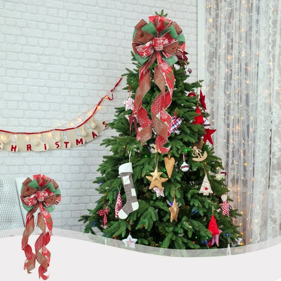 Christmas Tree Decorations,White Christmas Tree,Large Lattice Sequins Ribbon Bow Christmas Decoration Scene Arrangement Christmas Tree Top Bow,Christmas Tree Star,Christmas Tree Ribbon