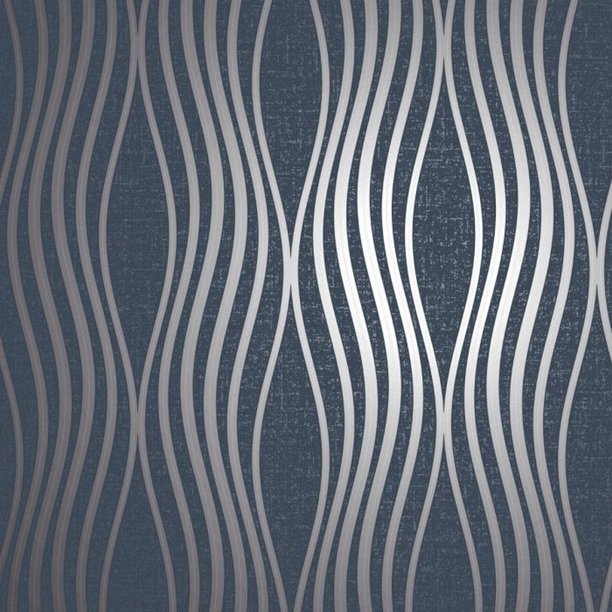 Fine Decor - Papel Tapiz Texturizado Quartz Diseño Ondas (Marino)