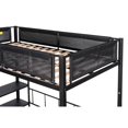 thumbnail image 6 of Kumix Bunk Bed Twin over Full, Metal Bunk Bed with Shelves, Textilene Guardrail, Grid Panel for, Teens, Adults, Space-Saving Bunk Bed Can Convertible into 2 Beds for Bedroom, Black, 6 of 9