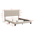 thumbnail image 5 of Hommoo Modern Platform Bed with Tufted Headboard, Queen Size Wood Bed Frame, Linen Fabric Upholstered Bed, Box Spring Needed,Beige, 5 of 7