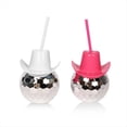 thumbnail image 4 of Disco Ball Cups Cowboy Hat Disco Ball Cup with Straws Bachelorette Hen Decoration Electroplating Ball Cup Pink Plastic Pink, 4 of 6