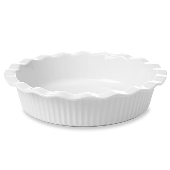 WishDeco Ceramic Pie Pan for Baking 23 cm / 9 inch, Deep Round Pie Dish 1500 ml / 50 oz, Pie Plate with Fluted Rim, Porcelain Baking Dish for Apple Pie, Quiche, Tart, Cake Oven & Microwave Safe