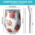 thumbnail image 5 of 12oz Stemless Wine Tumblers White Background Football Helmets Pattern Vacuum Insulated Stainless Steel Travel Tumbler Cups Mug with Lid and Straw for Champaign,Cocktail,Beer with Cleaning Brush, 5 of 5