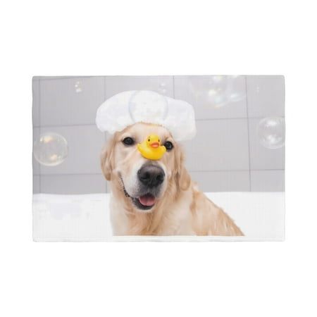 

Table Placemats Set of 4 - The Dog Is Sitting In A Bubble Bath 12x18 In Faux Linen Double Heat Resistant Place Mats Cloth Indoor/Outdoor Placemats Washable Table Mats for Dining Kitchen Party